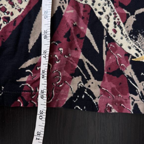 Christian Audigier Crystal Rock Shirt Womens Small Y2K Tuni Tsunami Rhinestone - Picture 11 of 12